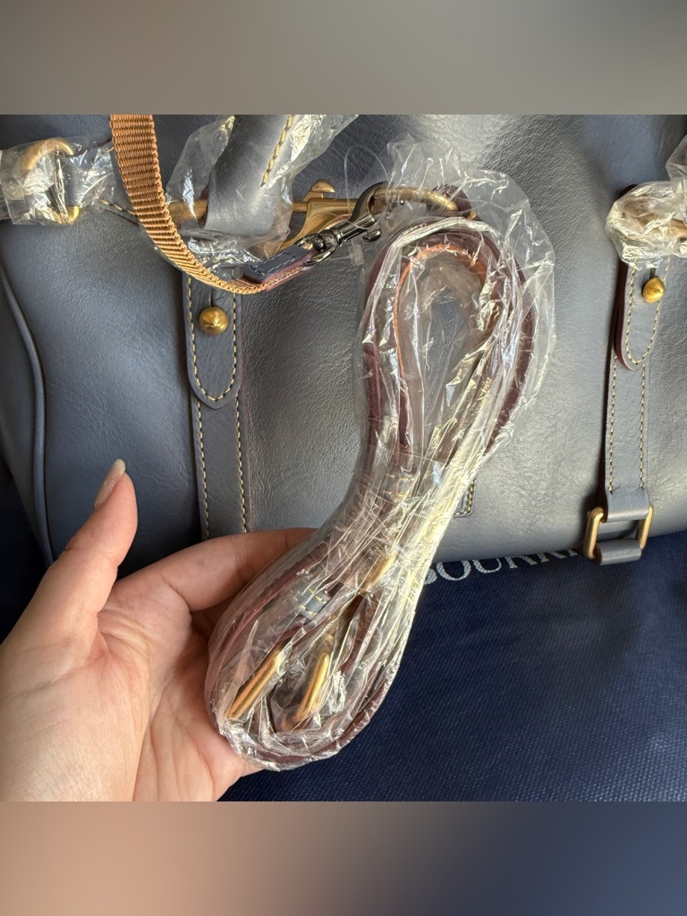Dooney and Bourke Small Florentine Satchel in Steel Blue - Picture 9 of 15